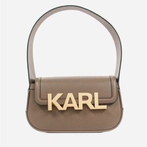 Karl Lagerfeld Tan Shoulder Bag with Gold Logo